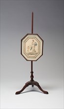 Pole Screen with Venus and Cupid, Late 18th century, England, Mahogany, hand colored engraving,