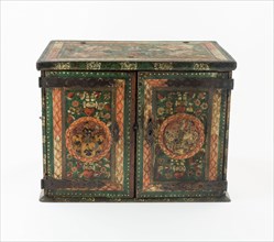 Marriage Chest, Early to mid 18th century, Bavaria, Germany, Wood, painted and gilded, metal