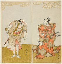 The Actors Bando Mitsugoro I as Hata no Kawakatsu (right), and Otani Hiroemon III as the Manservant