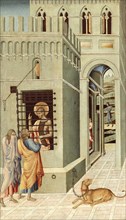 Saint John the Baptist in Prison Visited by Two Disciples, 1455/60, Giovanni di Paolo, Italian,