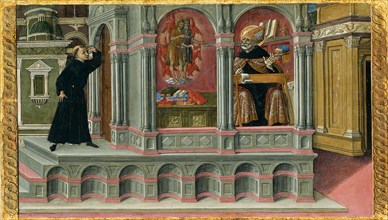 Saint Augustine’s Vision of Saints Jerome and John the Baptist, 1476, Matteo di Giovanni, Italian,
