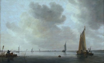 Fishing Boats off an Estuary, 1633, Jan van Goyen, Dutch, 1596-1656, Netherlands, Oil on panel, 36