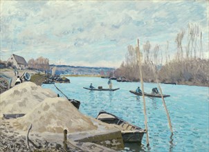 The Seine at Port-Marly, Piles of Sand, 1875, Alfred Sisley, French, 1839-1899, France, Oil on