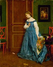 Hesitation (Madame Monteaux?), c. 1867, Alfred Stevens, Belgian, 1823-1906, Belgium, Oil on panel,