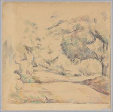 Road in Provence, c. 1885, Paul Cézanne, French, 1839-1906, France, Watercolor and graphite on tan