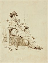 Whistler Resting, 1874, Joseph Hayllar, probably British, active 19th century, England, Pen and