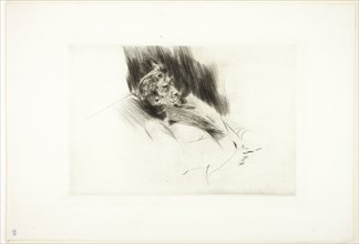 Whistler Asleep, 1897, Giovanni Boldini, Italian, 1842-1931, Italy, Drypoint in black on ivory laid