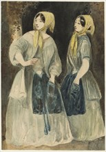 Two Women in Yellow Kerchiefs, n.d., Constantin Guys, French, 1802-1892, France, Brush and