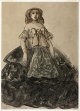 Standing Woman, c. 1870–1875, Constantin Guys, French, 1802-1892, France, Pen and brown ink, and