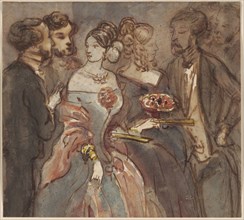Reception, 1850/1855, Constantin Guys, French, 1802-1892, France, Pen and brown ink with brush and