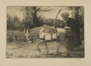 Milkmaid, c. 1880, Alphonse Legros, French, 1837-1911, France, Etching and drypoint on buff laid