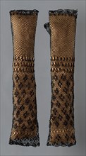 Pair of Mittens, 1825/75, Europe or United States, Europe, Silk, bands of bunch, Valenciennes,