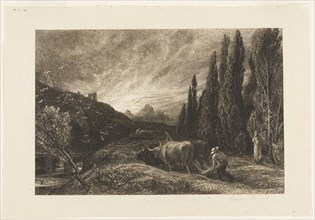 The Early Ploughman, c. 1861, Samuel Palmer, English, 1805-1881, England, Etching on paper, 131 ×
