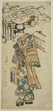 Visiting (Kayoi), a parody of Shosho visiting Komachi, c. 1740s, Attributed to Mangetsudo,
