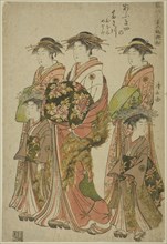 The Courtesan Takigawa of the Ogiya with Her Attendants Onami and Menami, from the series Models