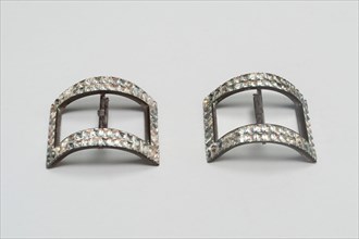 Pair of Shoe Buckles, Last quarter 18th century, London, England, Silver and paste jewels, 5.7 × 4
