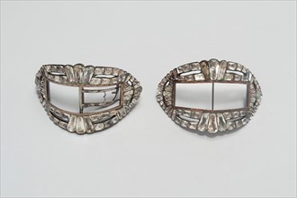 Pair of Shoe Buckles, Last quarter 18th century, London, England, Silver, copper or gold, and paste
