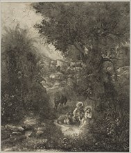Rest on the Flight into Egypt with Saddled Donkey, 1871, Rodolphe Bresdin, French, 1825-1885,
