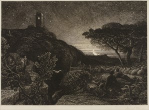 The Lonely Tower, 1880, Samuel Palmer, English, 1805-1881, England, Etching on paper, 167 × 235 mm