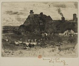 The Little Thatched Cottages, 1878, Félix Hilaire Buhot, French, 1847-1898, France, Etching,