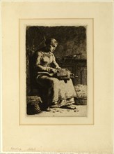 The Wool-Carder, 1855–56, Jean François Millet, French, 1814-1875, France, Etching on cream laid