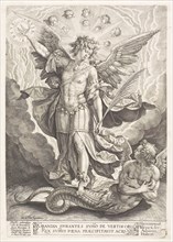 St Michael Triumphing Over the Dragon, 1584, Jerome Wierix (Flemish, 1553-1619), after Martin de