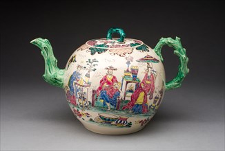 Punch Pot, 1755/65, England, Staffordshire, Staffordshire, Salt-glazed stoneware, polychrome