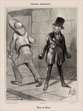 Black and white, plate 23 from Émotions Parisiennes, 1840, Honoré Victorin Daumier, French,