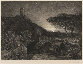 The Lonely Tower, c. 1879, Samuel Palmer, English, 1805-1881, England, Etching on paper, 168 × 234