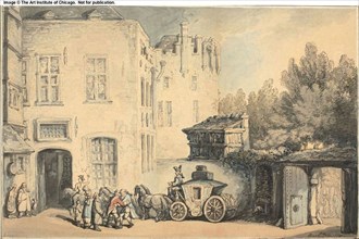 Post House in Cologne, 1791, Thomas Rowlandson, English, 1756-1827, England, Pen and gray and brown