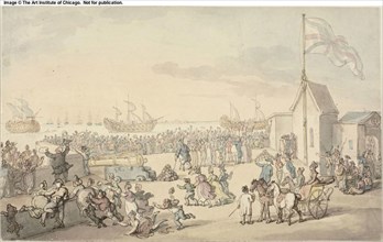 View of Prizes Taken by Lord Howe Coming in Portsmouth, July 1794, Thomas Rowlandson, English,