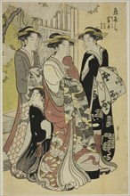 Sugawara of the Tsuruya with Attendants Mumeno and Takeno, c. 1787, Chobunsai Eishi, Japanese,
