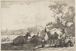 The Shepherd, 1644, Paulus Potter, Dutch, 1625-1654, Holland, Etching on ivory laid paper, 181 x