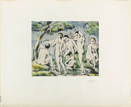 Bathers, published 1897, Paul Cézanne, French, 1839-1906, France, Color lithograph on ivory China