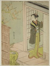 Beauty Admiring a Bush Warbler Singing in a Plum Tree, c. 1767/68, Suzuki Harunobu ?? ??, Japanese,