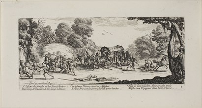 Attack on the Coach, plate eight from The Miseries of War, 1633, Jacques Callot (French,
