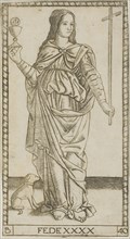 Faith, plate 40 from Genii and Virtues, 1470/80, Master of the S-Series Tarocchi, Italian, active c
