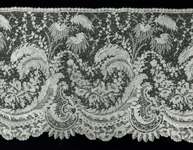 Flounce, 1860s, Belgium, Belgium, Cotton, needle lace of a type known as "Point de Gaze