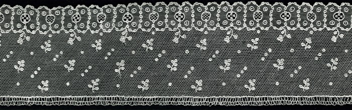 Border, 1875/1900, France, Linen, needle lace of a type known as "Point d'Argentan" with a whipped