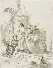 Young Shepherds and Old Man with a Monkey, from Scherzi, 1735–40, Giambattista Tiepolo, Italian,