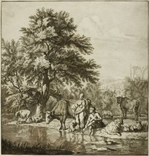 Two Shepherds with Cattle, n.d., Jacob Cornelis Ploos van Amstel (Dutch, 1726-1798), after Adriaen