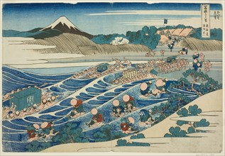Fuji from Kanaya on the Tokaido (Tokaido Kanaya no Fuji), from the series Thirty-six Views of Mt.