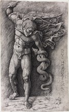 Faun Attacking a Snake, c. 1500, School of Andrea Mantegna, Italian, 1431-1506, Italy, Engraving in