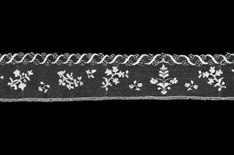 Border, 1780s/90s, France, Linen, needle lace of a type known as "Point d'Argentan" with