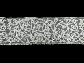 Flounce (Possibly From an Alb), 1701/50, Italy, Linen, bobbin part lace (continuous clothwork