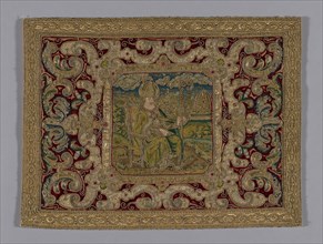 Panel, c. 1560, Italy, Silk, velvet weave over linen, plain weave, lined with silk damask weave,