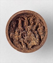 Crucifixion Relief from a Rosary Bead, 1500/25, Flemish, Flanders, Boxwood, Diameter: 4.5 cm (1 3/4