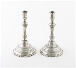 Candlestick (one of a pair), c. 1750, France, Pewter, 25.4 × 14 cm (10 × 5 1/2 in.)