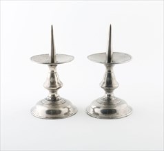 Pricket Candlestick (One of a Pair), 17th century, Probably Germany, Germany, Pewter, 18.4 x 10.2