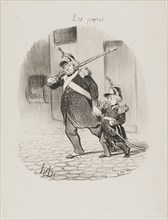 The day of the great parade, plate 6 from Les Papas, 1847, Honoré Victorin Daumier, French,